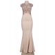 Fashion Nude Ruffle Maxi Dress