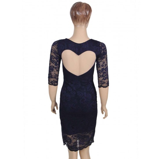 Sweet Heart Dark Blue Slim Fashion Dress