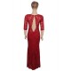 Backless Half Sleeve Red Long Dress