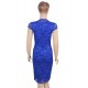 Plus Size Elegant Blue Half Sleeve Slim Fashion Dress