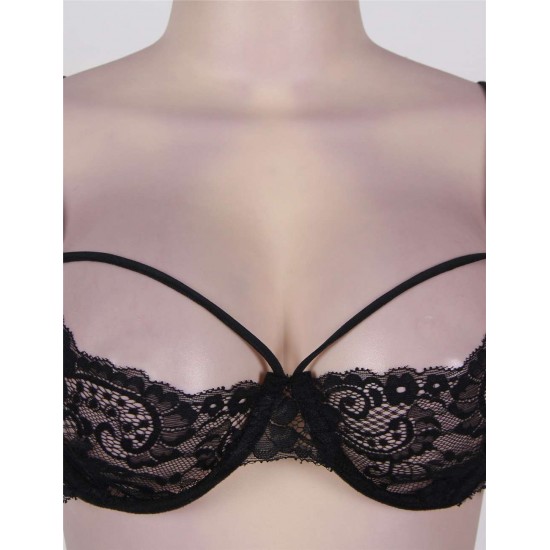 Black Lace Trim Bra Set Rough Romance 