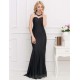 Black Transparent Gauze Evening Dress