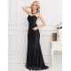 Black Transparent Gauze Evening Dress