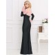 Boat Neck Pink Lace Evening Gown