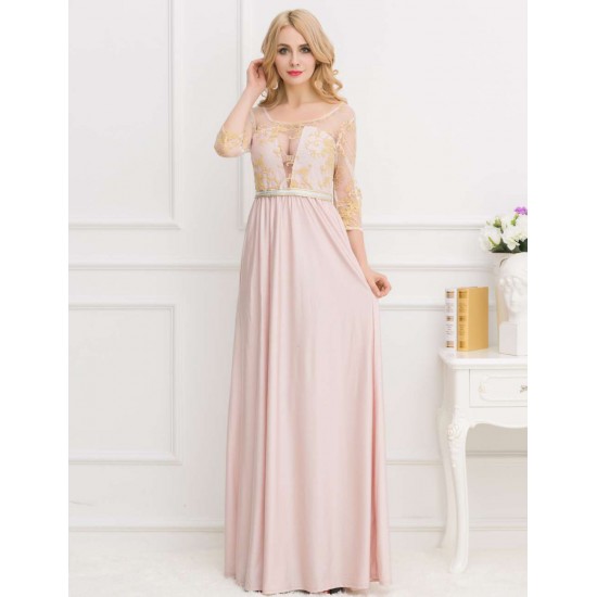 Apricot Transparent Embroidery Gown