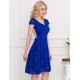 Ocean Blue Round Neck Lace Bodycon Dress