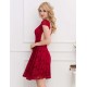 Lace Elegant Round Neck Red Bodycon Dress