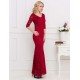 Backless Half Sleeve Red Long Dress