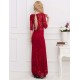 Backless Half Sleeve Red Long Dress