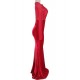 Mesh Red Lace Applique Velvet Maxi Dress