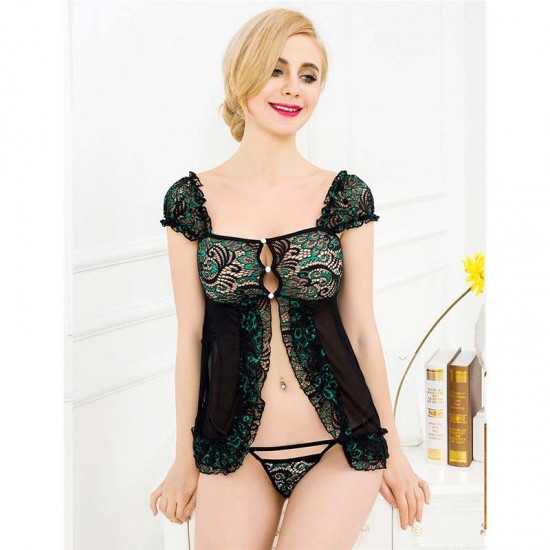 Black Lace Princess Embroidered Crocheted Babydoll