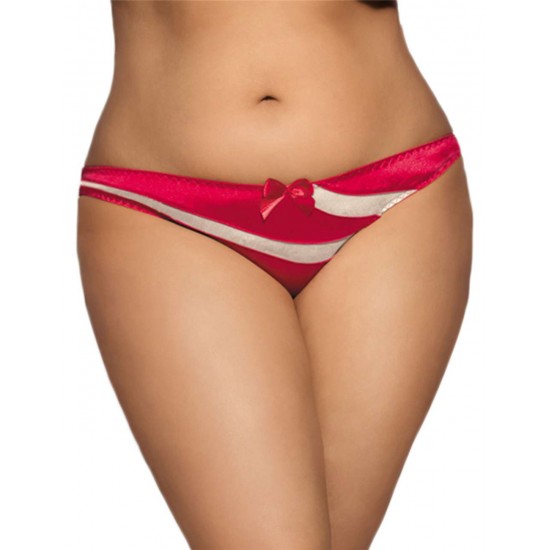 High Cut Plus Size Red Lace Panty