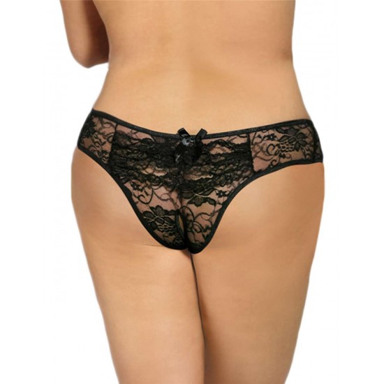 Open Crotch Black Lace Panty