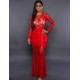 Beaming Red Lace Long Sleeve Croch Dress