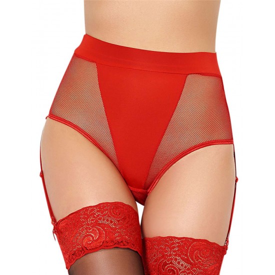 High Waist Side Garter Fishnet Panty