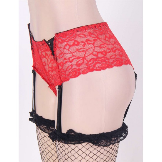 Crotchless Lace Garter Short