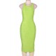 Womens Structured Striped Bodycon Light Green Dress