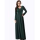 Emerald Belted V Neck Back Maxi Dress