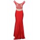 Red Gorgeous Off Shoulder Embroidery Evening Dress