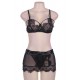 2pc Eyelash Underwire Bra And Skirt Set