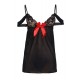 Red Bow Black Mesh Lace Cup Babydoll