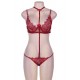 Red Strappy Lace Bra Set With Mask