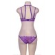 Purple Strappy Lace Bra Set With Mask