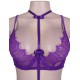 Purple Strappy Lace Bra Set With Mask