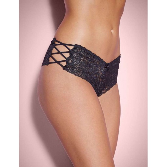 Sexy Black High Waist Floral Lace Strappy Panty 