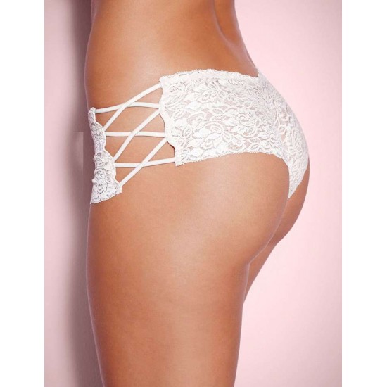 Sexy High Waist Floral Lace Strappy White Panty