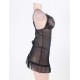 Black Sexy Mesh Scalloped Lace Babydoll