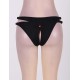 Black Plus Size Crotchless Double Strap Thong