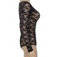 Black Sheer Long Sleeve Lace Teddy