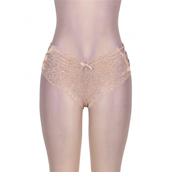 Nude Floral Lace High Waist Sexy Panty