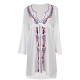 White Embroidered Kimono Long Sleeve Beach Dress