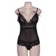 Cranberry And Black Lace Teddy Lingerie