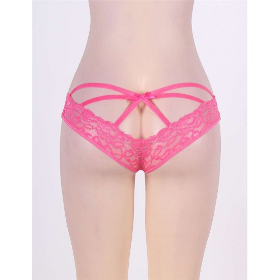 Caged Back Open Crotch Lace Panty