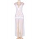 White Long Lace and Chiffon Sleepwear Gown