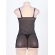 Black Leather Chemise With Lace Eyelash