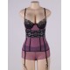 Purple Mesh And Metallic Lace Plus Size Babydoll