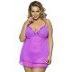 Bright Purple Sheer Mesh Plus Size Babydoll