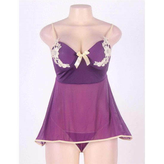 The King Mistress Sexy Scallop Purple Babydoll