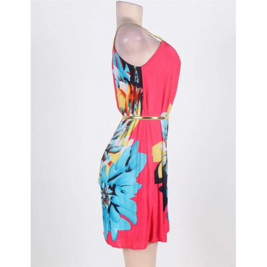 On Sale Multi Flowers Ladies Fashion Dress With belt