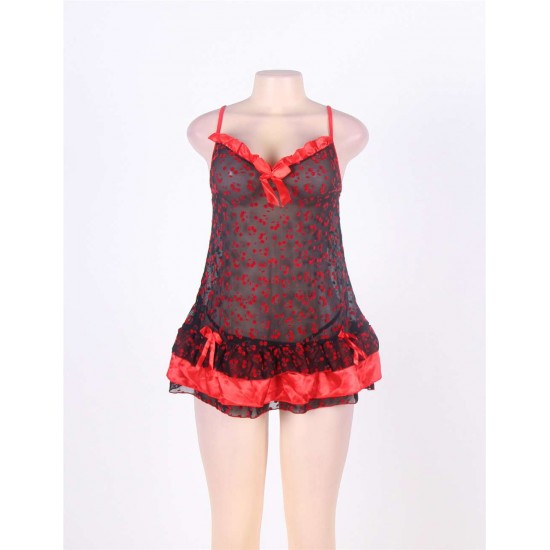 Sexy Ruffle Red Dot Print Babydoll Dress