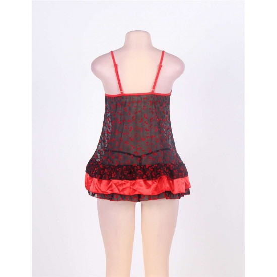 Sexy Ruffle Red Dot Print Babydoll Dress