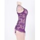 Purple Floral Lace Round Back Plus Size Babydoll