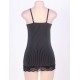 Black Vertical Stripe Plus Size Babydoll With Lace Strim