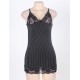 Black Vertical Stripe Plus Size Babydoll With Lace Strim