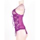 Purple Plus Size Lace Teddy With A Front Keyhole