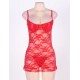 Sexy Red Floral Lace And Mesh Babydoll Lingerie